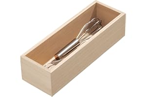 INTERDESIGN iDesign Porta posate da tavola, Grande porta posate per cassetto o dispensa in legno di Paulownia, Salva spazio per cucina per posate e piccoli utensili, beige