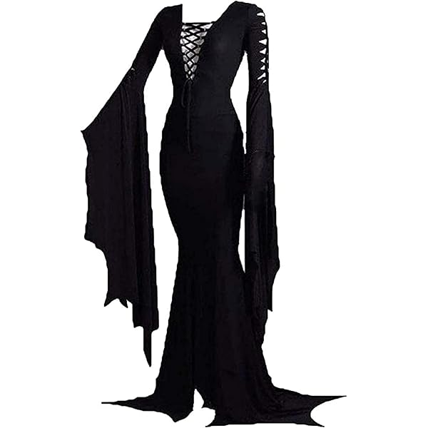 Vestito Medievale Donna - Abito Gotico Lungo In Pizzo, Perfetto Per Halloween, Cosplay E Feste A Tema