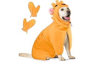 JOLOVE Dog Drying Coat Super Absorbent Dog Towels for Drying Dogs for After Bath Soft Pet Robe Towel Adjustable Pets Bathrobe for Bath, Swim, Wet Walk (Orange Lion, L)