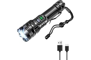 Andizun Torches LED Super Bright, 10000 Lumens Rechargeable LED Torch, USB Tactical Flashlight, P50, IP65 Waterproof, 5 Light Modes Zoomable, for Camping Hiking Emergency