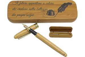Amore Legno Sforza Penna Stilografica Elegante, Idee Regalo Uomo e Donna, Regali Laurea Compleanno con Frasi Motivazionali, Scatola in Legno di Bamboo (A)