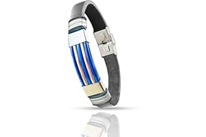 Only faith Pulsera de Cuero para Hombre ajustable acero inoxidable Brazalete regalo para hombre