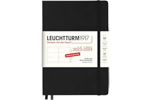 LEUCHTTURM1917 367603 kalendarz tygodniowy średni (A5) na rok 2024, 18 miesięcy, czarny, niemiecki