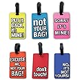OneLine Luggage Tags for travel accessories and Travel Bags Set of 6 Unique Colorful Tags Suitcase Identify Labels With Name Id Card for Men,Women (Rectangular)