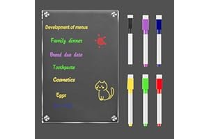 SEPSCO Tableau Magnetique Frigo, A4 Planning Calendrier Planificateur Hebdomadaire Ardoise Effacable Transparent Acrylique avec 6 Aimanté Marqueur, Menu Familial Organisateur Accessoires (Blanc)