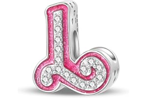 HappyStar Charme Lettre de L'alphabet Argent Sterling 925 Zircone Letter Charms,12 Zodiac Anniversaire Bead Charms pour Femme,Cadeau Rose Convient pour Européens et Pandora Bracelets Colliers