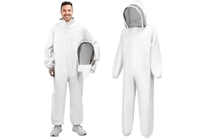 QWORK® Combinaison d'apiculture XXL, veste d'apiculteur avec voile, pour la prévention professionnelle des piqûres d'abeilles