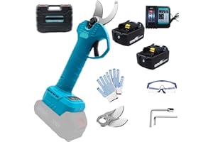 MAENGRE Akku Astschere, Elektrische Gartenscheren Ersatz Für Makita, Elektrische Schere Mit Insgesamt Zwei Scherenköpfen, Akku BaumSchere Bürstenloser Motor aus reinem Kupfer, Akku Obstbaumschere 2 Akku 5.5Ah