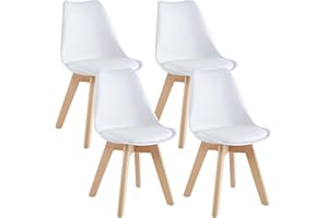 IL GRUPPONE PASSIONE CASA Set 4 Sedie Sala Da Pranzo Ufficio Con Gambe In Legno Di Faggio Schienale Ergonomico Seduta Imbottita In SimilPelle Sedia Cucina Soggiorno Sala Attesa Eleganti Moderne Robuste Solide - Bianco