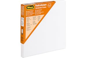 Idena 60008 - Telaio con Tela in 100% Cotone, grammatura 380 g/m², per Colori ad Olio e Acrilico, Dimensioni Circa 20 x 20 cm, Colore: Bianco