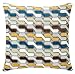 Produktbild Bullahshah Chenille Velvet Blue Senf Weiß Geometric Drucken Kissenbezug 17 x 17 Zoll für Schlafsofa Couch