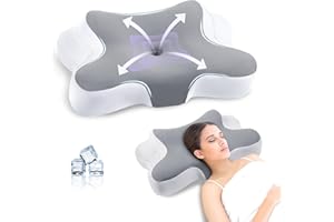 JINXIA Cervical Pillows for Sleeping,Ergonomic Orthopedic Neck Support Pillow,Memory Foam Pillow with Removable Pillowcase for Side,Back, Stomach Sleepers, GrayWhite