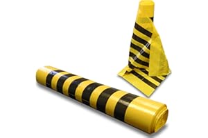 RE-GEN Biohazard Clinical Waste Disposal Tiger Stripe Sacks Bags (1 Roll, 50 Individual Bags) Size 73x98cm, 90Litre