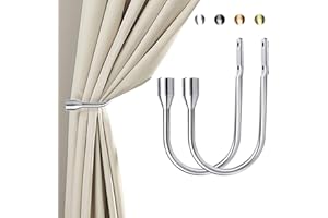 ALEENFOON ganci fermatende a U in metallo per tende moderne, fermatende design per tende in voile, 2 pezzi per confezione Silver