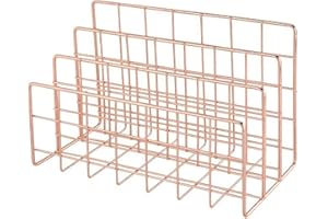 HDYS Organisateur de Bureau en MéTallique Trieur de Lettres de Bureau Bac à Courrier Organisateur de Fichiers Bureau à Domicile Serre-Livres Porte-Livres -Or