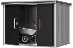 GFP Gerätehaus Metall Gartenhaus 256x186x212 cm Geräteschuppen mit Flachdach inkl. Schiebetür in anthrazit Schuppen wasserdicht