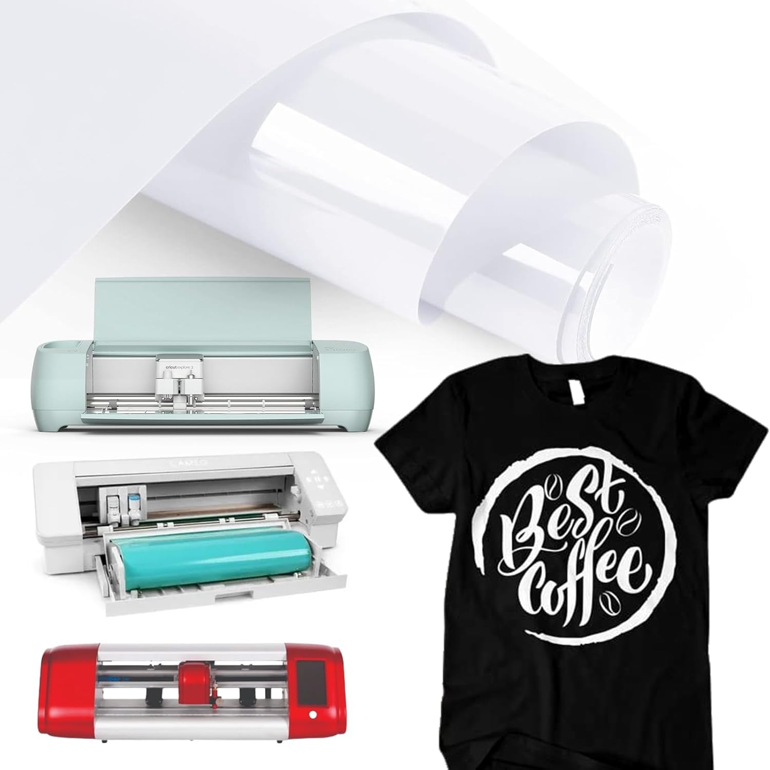 MY PRINT | HTV Heat Transfer Vinyl | for T-Shirt Print | Used in Any Fabric, Bag, Shoes for CRICUT | Cameo | SKYCUT | Plotter | Length - 5 feet | Width - 12 inch [White]