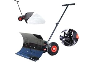 Aufun Pala da neve con ruote, regolabile in altezza, comoda rimozione della neve, in metallo, larghezza di lavoro 75 cm, altezza 42 cm, (HAG6215)