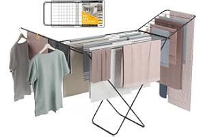 Newlux - Tendedero Plegable con Alas Stand V20, 180x55x112 cm, 19 Metros de Capacidad. Tenderete de Ropa Plegable Metálico con Rail Deslizante, Soporta 17 Kg, Ideal para Interior y Exterior, Negro