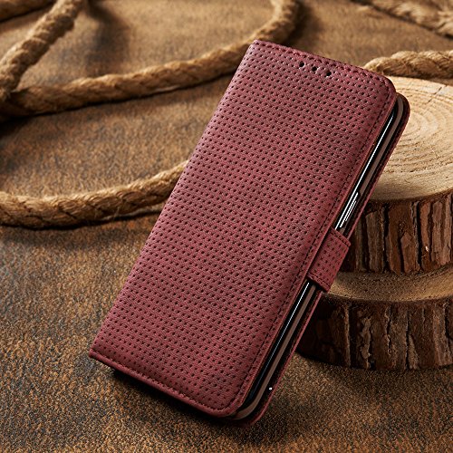 Samsung Galaxy S7 Hülle, Samsung Galaxy S7 Schutzhülle Leder Hülle, Alfort 2 in 1 Retro Ledertasche Gasdurchlässig Design Dual Use Falten Premium PU Leder Tasche Case Cover Flip Mappen Kasten Abdeckung für Samsung Galaxy S7 ( Nein Edge ) 5.1″ Smartphone Funktion Standfunktion Unterstützte Telefone mit einem Magnetverschluss ( Rote ) + Alfort Schwarz Stylus Pen - 2