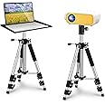 SKERELL Projector Stand,Laptop Stand,Multi-Function Aluminum Alloy Tripod Stand,DJ Equipment Holder Mount Height Adjustable from 43 to 122 cm,Load 33LB, with Tray and Ball Head,Carry Bag(Silver)