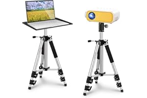 SKERELL Stojak na projektor, stojak na laptopa, wielofunkcyjny statyw ze stopu aluminium, uchwyt na sprzęt DJ-ski, regulacja wysokości od 43 do 122 cm, obciążenie 15 kg, z tacą i głowicą kulową, torba