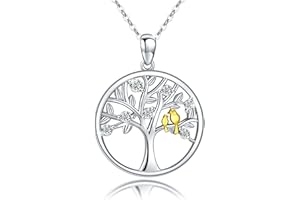 TANGPOET Lebensbaum Kette 925 Sterling Silber Baum des Lebens Anhänger Halskette Schmuck Geschenk für Damen Mädchen Mutter Mama