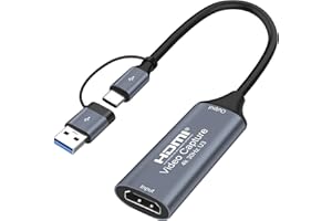 XMSJSIY Video Capture Card 4K HDMI to USB/USB-C Capture Card Full HD 1080p Audio Video Capture Card Streaming Device for Teaching Gaming Live Broadcasting Compatible with PS5 PS4 Xbox