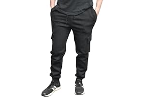 True Face Mens Casual Tracksuit Bottoms Cargo Pockets Joggers Trousers Pants, Grey, Long Length, Straight, Regular, Fitness Exercise