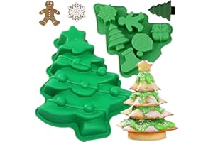 MEZHEN Stampo in Silicone Albero di Natale Stampo per Torta Silicone Stampo Natale Cioccolato Sapone Stampi per Cottura a Motivi Dolci Muffin Mousse Natale Stampo da Forno 2 Pezzi