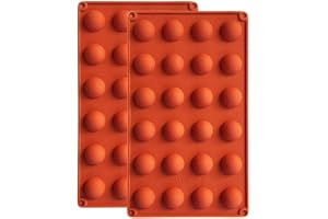 BUSOHA 24 Cavities Semicircle Silicone Molds - Mini Semi Sphere Round Dome Fondant Mold, Bomb Teacake Baking Pan for Cake Decoration, Chocolate Candy Gummy Mousse Jelly Pudding Ice Cube Tray, Set of 2