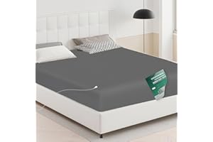 GRUENERDE Erdungs-Spannbettlaken Erdungsbettlaken mit EU Erdungskabel Erdungsmatte Erdungsbetttuch für Besseren Schlaf (Grau, 90-100x203cm)