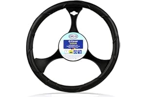 ALCA Grande housse de volant de taille XL, 41-43 cm, pour camion, fourgonnette, camping-car, noir, similicuir