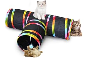 CSENASON 3 Way Cat Tunnels for Indoor Cats, Collapsible Tube, Interactive Pop-up Maze House Toy for Small Rabbits, Puppies, Ferrets, Guinea Pigs
