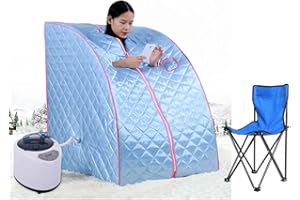 MUPAI Sauna pliable cabine, Sauna infrarouge portable,Personal Spa at home Perspiration Perdre du poids avec le contrôleur de température à distance 98x80x70cm (Bleu)