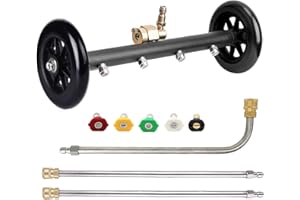 ARTEBTE Wasserbesen für Hochdruckreiniger, Dual-Funktions-Unterwagenreiniger 16 Zoll Unterbodenwaschanlage Wasserbesen 5 Hochdruckreinigerdüsen mit 3 Stück Verlängerungsstab 4000 PSI (16In)