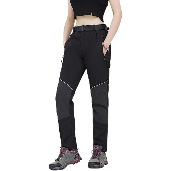 Pantalon Softshell Pantalon Ski Randonnée Femme Tofern - Softshell Imperméable, Doublure Polaire - Taille Mi-haute Pantalon Randonnee Polaire