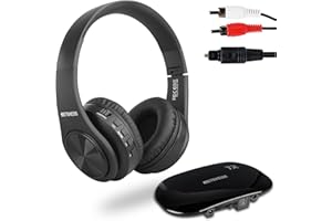 Retekess TA005 Cuffie Wireless per TV,Cuffie Wireless per Ascolto TV con Trasmettitore,Batteria Ricaricabile Integrata,Supporta Ingresso Stereo,AUX e RCA,Alto Volume per Anziani