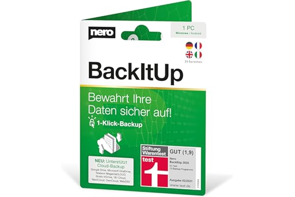 Logiciel sauvegarde Nero BackItUp | Sauvegarde automatique, Cloud, chiffrement AES 256 bits & Restauration | Licence à vie | 1 PC | Windows 11/10/8/7