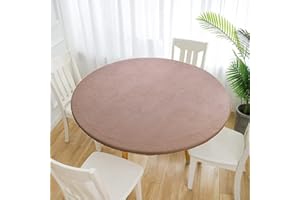 Cozomiz Jacquard Elastische Tischdecke Gartentischdecke Rundtischdecke wasserdichte rutschfeste Abwischbar Schmutzabweisend Tischdecke 80cm Runde Enge Passform Kaffee