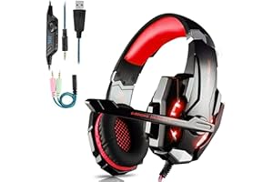 FUNINGEEK Micro Casque Gaming PS4, Casque Gaming Switch avec Micro Anti Bruit Casque Gamer Xbox One Filaire LED Lampe Stéréo Bass Microphone Réglable avec Micro 3.5mm Jack