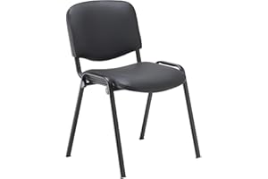 Office Hippo Heavy Duty Stackable Reception Chair, Black Frame, PU, Black