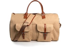 LZYWOD Bolsa de cuero convertible para ropa, bolsa de viaje de viaje, bolsa de ropa impermeable para hombres y mujeres, maleta colgante 2 en 1 y bolsa de viaje para trajes, regalos para negocios y viajes,
