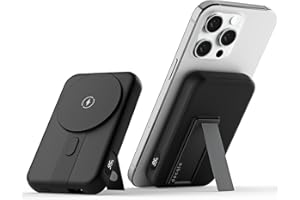 decqle 001 Magnetic Wireless Power Bank 10000mAh Foldable Stand Battery Pack Portable Charger Compatible with MagSafe for iPhone 12/13/14/15 Series 2024 (Black)002