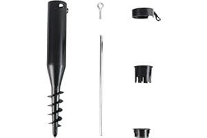 THRINK Heavy Duty Black Plastic Ground Spike | Simple To Use Screw-in System | Ideal For Garden Parasols, Rotary Dryers, Gazebos, Bird Feeders, Flags | Great For Outdoor Activity Poles | Length: 40cm (22ins)