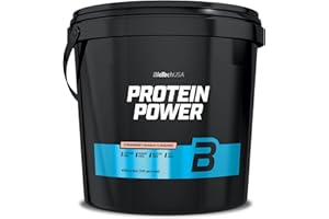 BioTechUSA Protein Power | hyperprotéiné, sans sucre, sans lactose, sans gluten | avec créatine ajoutée, 4 kg, Fraise-Banane
