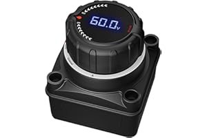 BOAK Battery Isolator Switch 12V-60V Battery Switch with Voltmeter Kill Switch ON/OFF Battery Cut Off Switch for Caravans Boat Car Motorcycle Truck Camper RV Trailer Vehicles Engine (Version 1-Black)