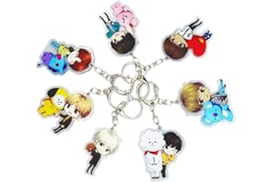 Doyomtoy Juego de 7 Llaveros Kpop BTS, Llavero de Pvc, Llavero de Equipo de Estudiantes, DecoracióN de Mochila, Bolso de Mano, Accesorios Bonitos, Gran Accesorio Para Fanáticos Del Anime