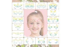 WHYCNJL 16 sztuk farby do twarzy wielokrotnego użytku szablony do malowania twarzy szablony tatuaży na Halloween szablony dla dzieci artyści