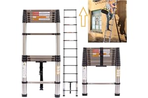 YOUSEAHOME 3.2m Telescopic Ladder Portable Collapsible Retraction Ladder Extension Steps Ladder Extendable Ladders Portable for Household Daily RV Work,Adjustable Height,for Home Outdoor EN131 Standard